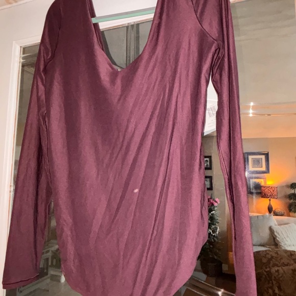 aerie Tops - Aerie Long Sleeve V-Neck bodysuit- rich purple